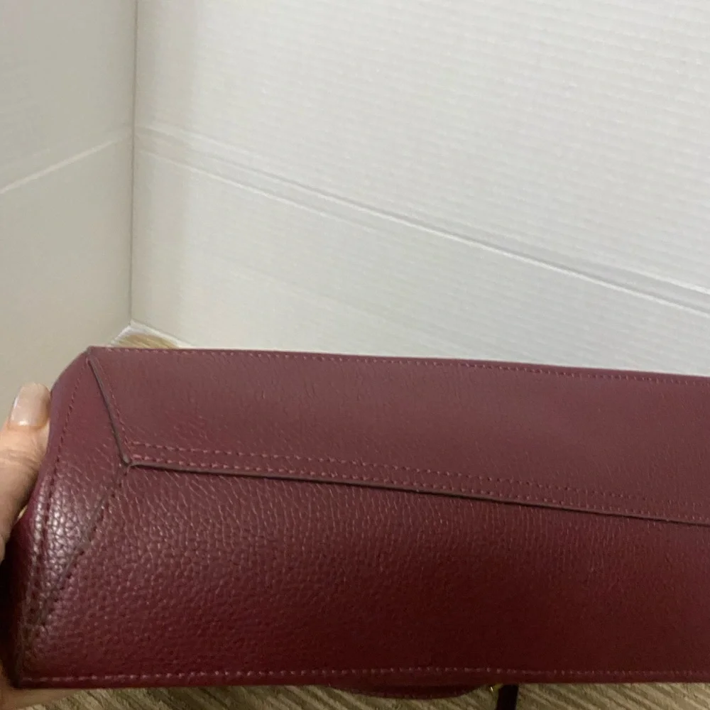 Michael Kors Maroon Leather Satchel with Gold Hardware